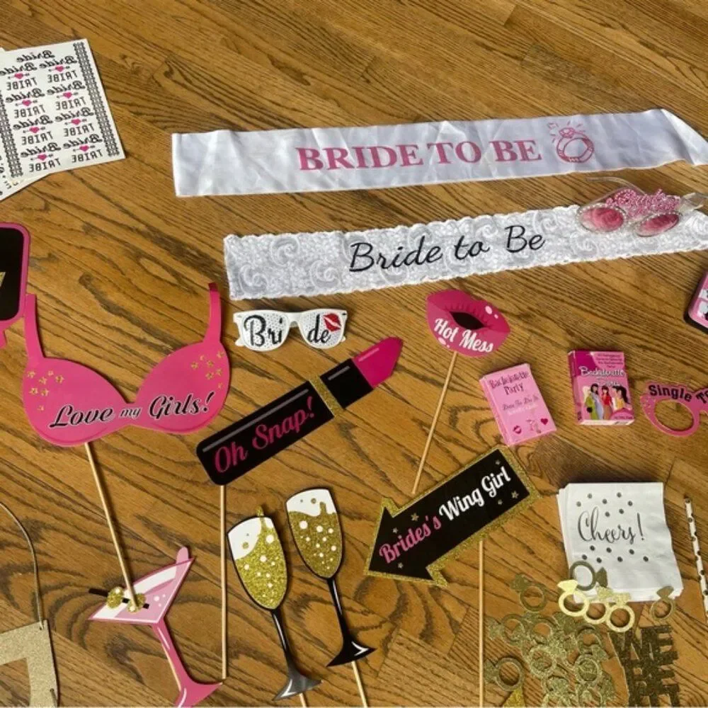 Bachelorette Party Decorations & Photo Booth Props Lot Drunk In Love Banner